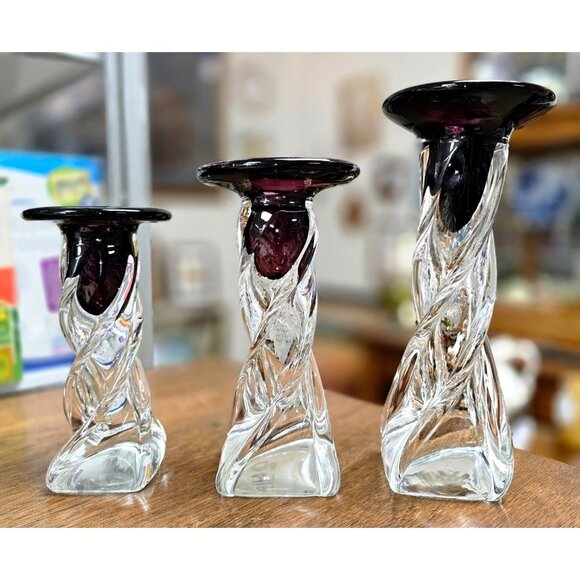 LaChausse Studio Glass Candlestick Trio – Francis Le Salle, New Orleans (NOLA) - Picture 1 of 12